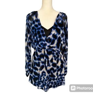 Twelfth Street by Cynthia Vincent Silk Chiffon Long-sleeve Vneck Dress